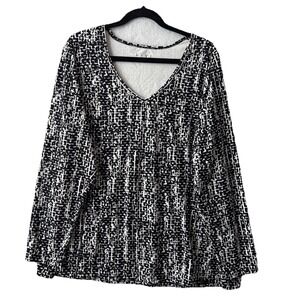 Lane Bryant Livi Long Sleeve V Neck Stretch Top Plus 22/24 Bold Athleisure Chic